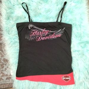 Harley tank top black and red adjustable straps large